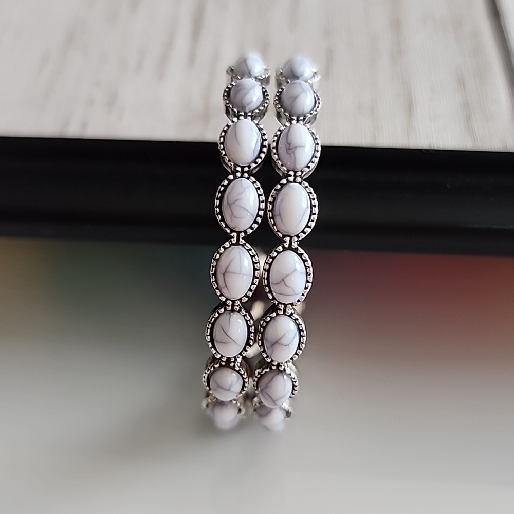 SIMULATED  Jasper Hoop Post  Earrings